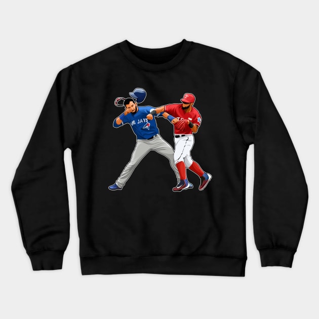 Jose Bautista Punch Rougned Odor Crewneck Sweatshirt by 40yards